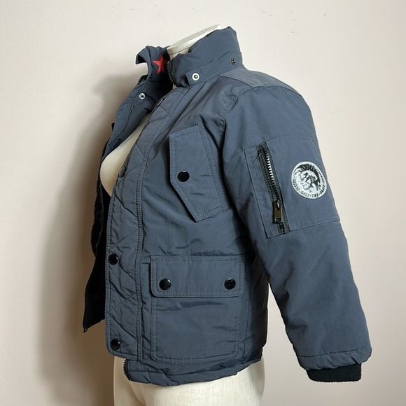 Diesel Boys Navy Puffer Coat super warm size 5/6 - Picture 3 of 14